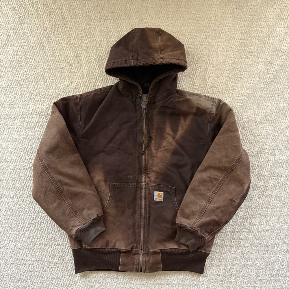 Vintage Discolorrd Carhartt Brown Hooded Jacket